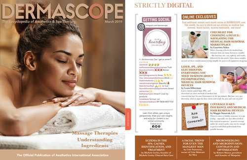 Dermascope magazine cover and Eczema in the Spa: Causes, Identification, and Treatment article page