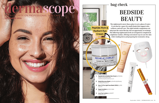 Peptide Rich & Radiant Eye Cream featured in the September 2026 issue of DERMASCOPE magazine.